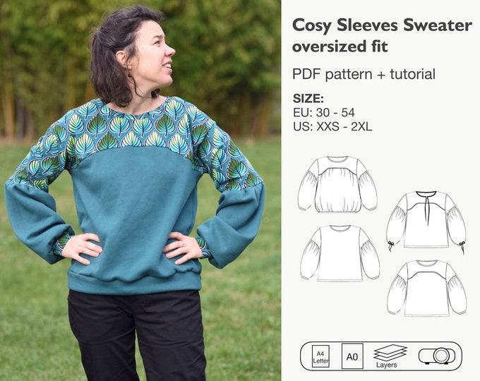 Cosy Sleeves sewing pattern - oversized