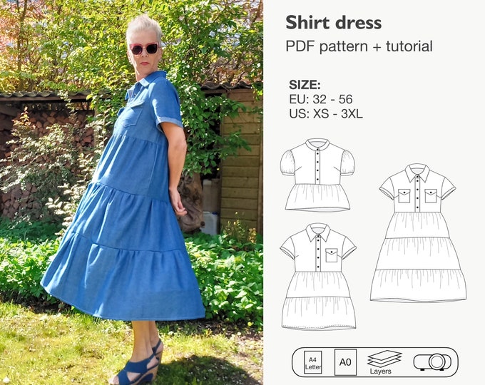 Shirt dress sewing pattern