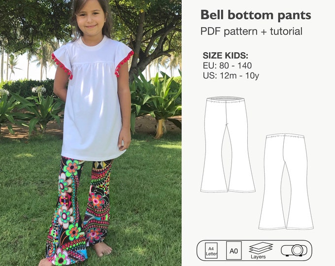 Bell bottom pants sewing pattern