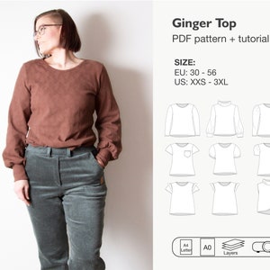 Women Puffed Sleeve Shirt Sewing Pattern Shirt With Bishop Sleeves Top With Turtleneck Ruffle Shirt Long Sleeve Shirt Short Sleeves Etsy