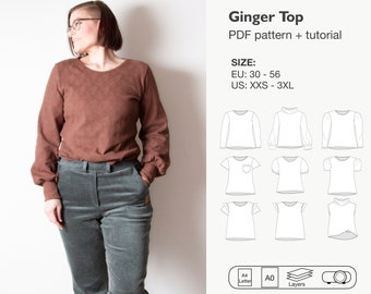 Ginger top sewing pattern