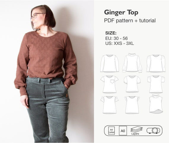 Ginger top sewing pattern