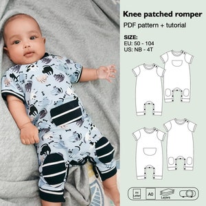 Baby bodysuit pdf sewing pattern, boy and girl romper, jumpsuit pattern, children dungaree, baby sewing pattern, overall, instant download