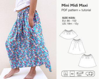 Mini Midi Maxi skirt sewing pattern