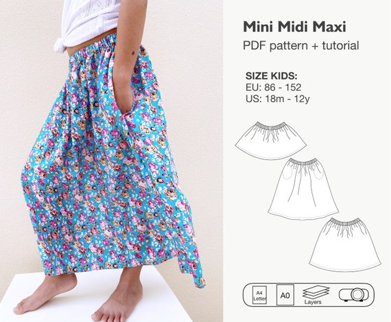 midi maxi rok naaipatroon rok patroon rok - Etsy België