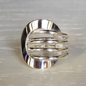 Unique 925 Sterling Silver Ring, Sterling Silver Geometric Ring, Bohemian Ring, Large Circle Shaped Statement Ring, Round 925 Silver Ring