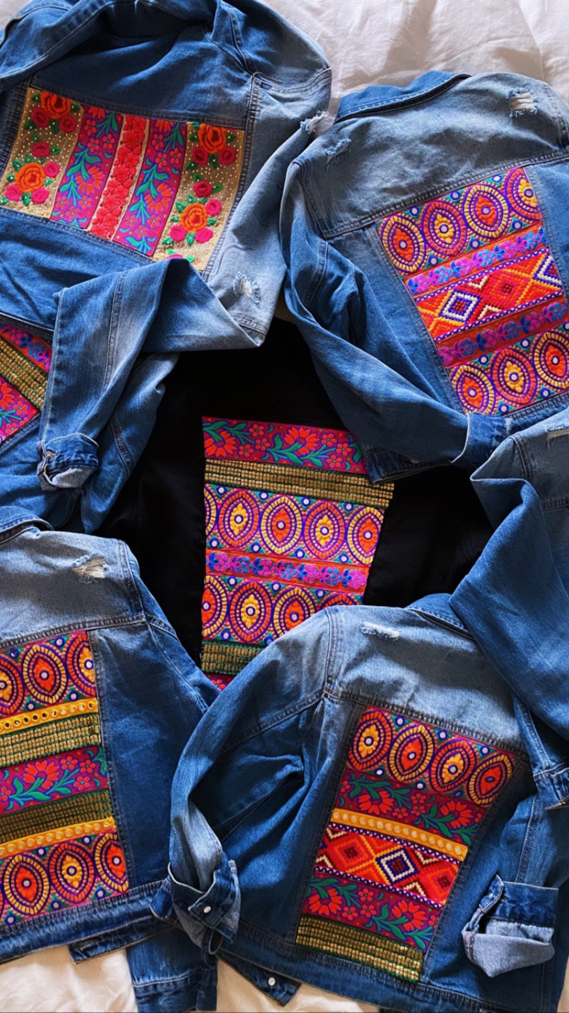 Size LARGE Patchwork Denim jacket | Etsy