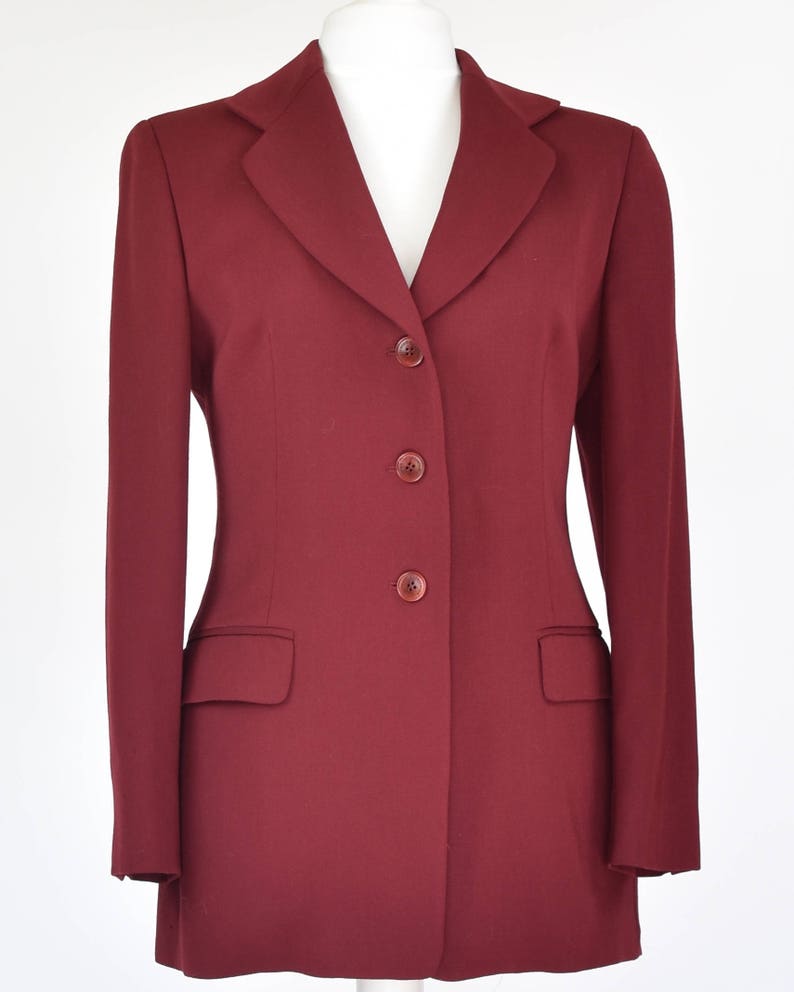 VINTAGE 80s Aquascutum burgundy blazer jacket size 12-14 | Etsy