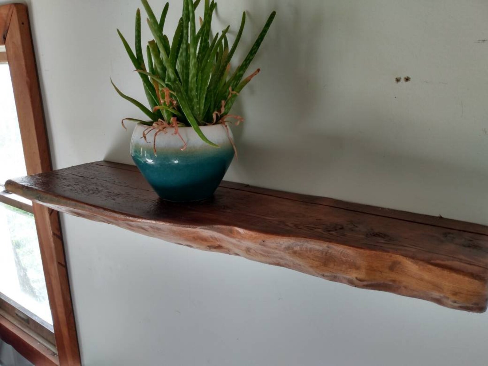 Tapered live edge shelf/ corner floating shelves/entry shelves Etsy