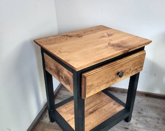 end table with storage/ farm house table/ reclaimed wood nightstand