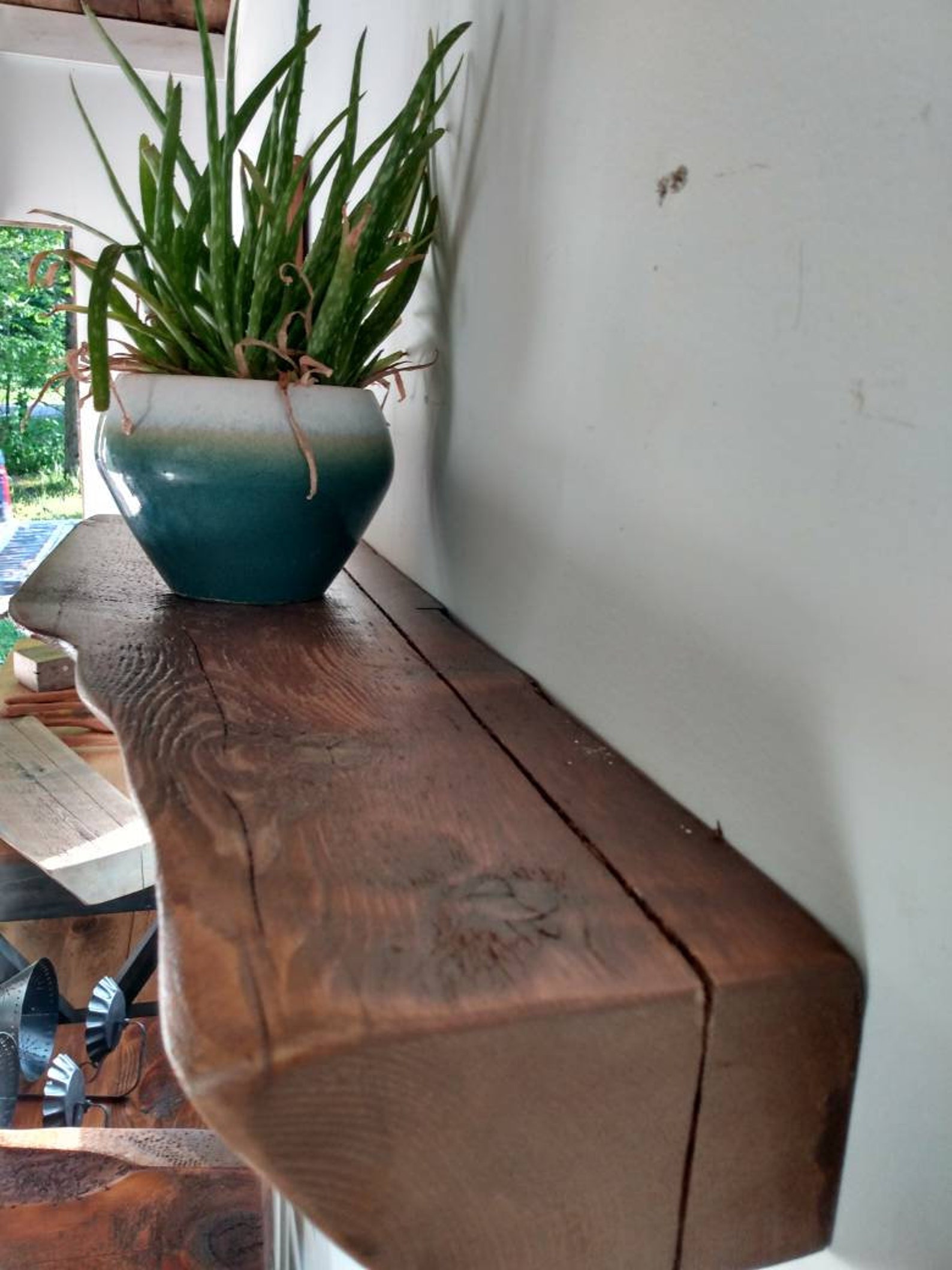 Tapered live edge shelf/ corner floating shelves/entry shelves Etsy