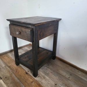 Rustic End Table with Drawer/ Two tone black