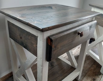 Rustic End Table/ Farmhouse Nightstand/ Reclaimed Wood