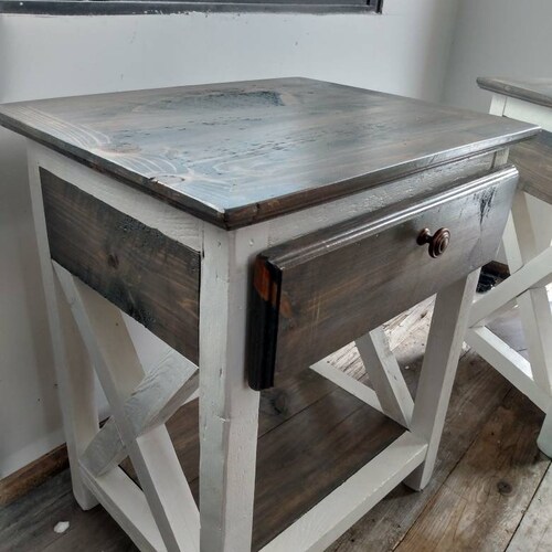 Gray Wood End Table. Natural Finish End Table. Reclaimed Wood Etsy