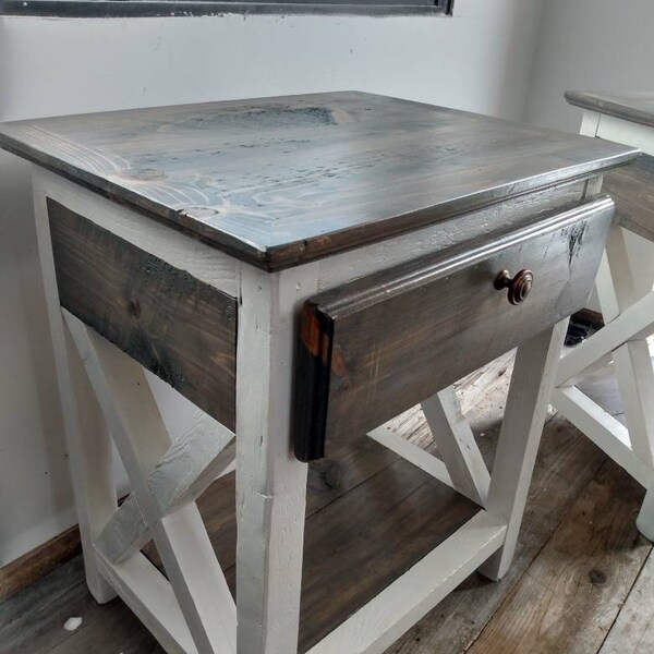 Rustic End Table Etsy