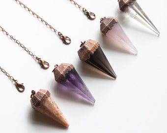 Crystal & Copper Pendulum | Electroformed Copper | Healing Crystal and Mineral Jewelry | Dowsing Tools | Subtle Energy Work