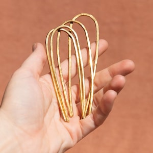 Hammered French Hair Pin | Shiny Brass or Copper | Hair Accessories | Minimalist Design | Functional Jewelry