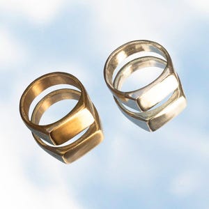 Horizon Signet Ring | Brass or Sterling Silver | Low Profile Classic Unisex Design