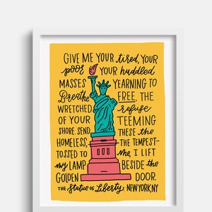 Statue of Liberty Artwork, New York Art, Travel Decor, New York Wall Art, Immigrant Art, Gift for Teacher, Citizenship Gift, Big Apple Art