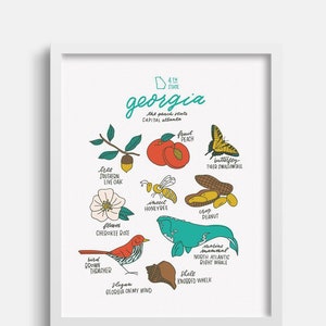 Georgia State Symbols Illustration Print