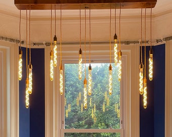 Quintriplet Oak Beam Chandelier