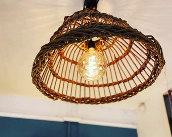 Withy Lobster Pot Pendant XXL Natural Light Shade Rattan Wicker Alternative