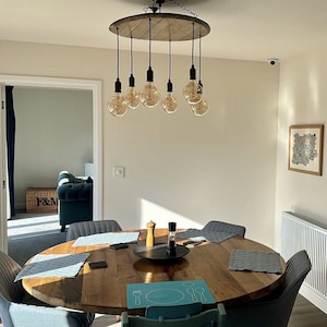 Whiskey Barrel Oak Pendant Light Circular Chandelier