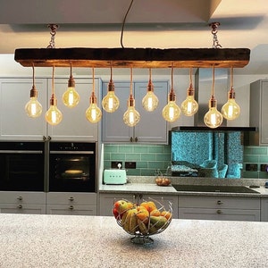 Oak Wooden Beam Light Chandelier Ceiling Cluster Pendant Dining Room