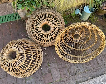 Hand Crafted Withy Willow Lobster Pots for Lamp Shade or Garden Decoration