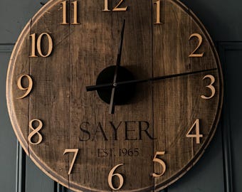 Whiskey Barrel Clock Personalised Print Made to Order