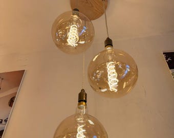 Oak Disc Pendant Light | 3 Drop Kitchen Island, Stairwell & Dining Lighting