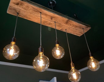 Norwegian Spruce Wooden Beam Light Chandelier Ceiling Cluster Pendant