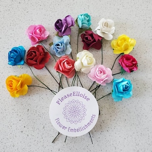 12 Mini Roses: Rose Flower Embellishments// Mini Flowers // Flower Accessories // Flower Crafts // DIY // Flower Accent // Dollhouse flowers