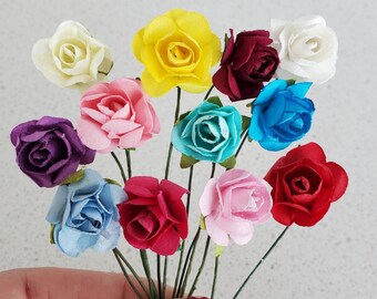 Bunch of 12-Miniature Flowers,Foam Flowers,Miniature Foam Roses,Tiny White Flowers,Small Foam Flowers,Wedding Findings,Craft Supplies