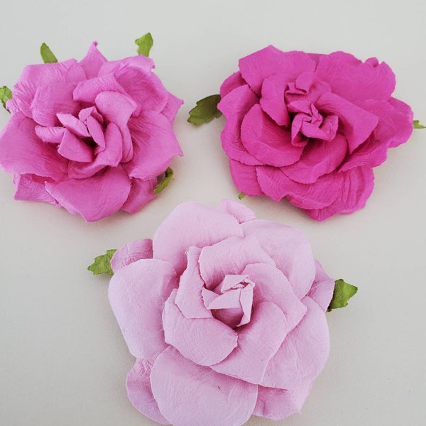 Large Pink Flower Embellishments // DIY Craft supplies // Flower Accents // Pink Rose// Artificial Flower// Flower Embellishments // Paper