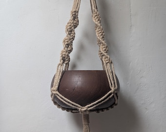 Jute Macrame Plant Hanger, Handmade Twisted Knot, Natural Jute Pot Holder, Modern Rustic Home Décor