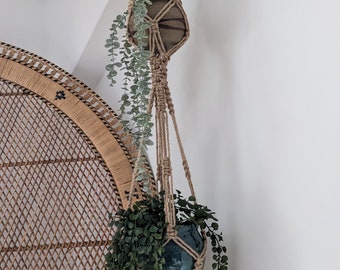 Double pot jute macrame plant hanger