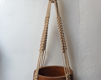 Macrame Hanging tassel free Planter | Natural Jute Indoor Plant Holder | Textured Boho Home Decor | Artisan Handmade UK