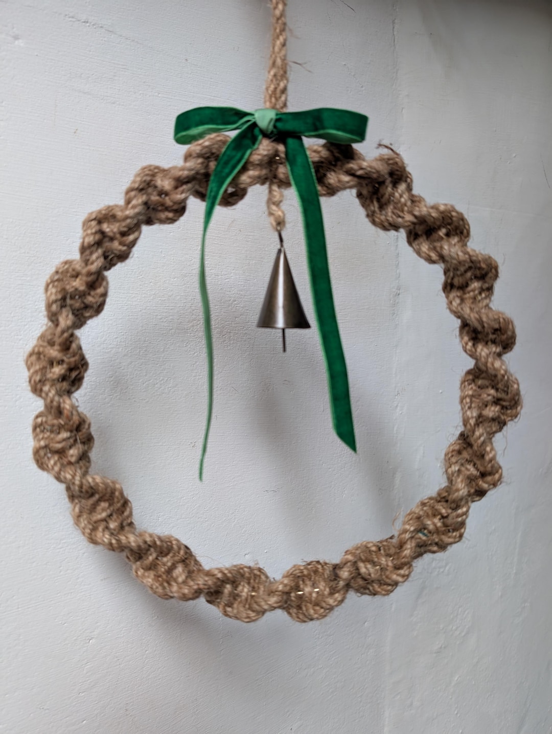 Natural Rustic Macrame Christmas Wreath, Jute Macrame Wreath, Christmas ...