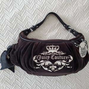 Womens Handbag Juicy Couture Black Velvet Purse Y2K Juicy