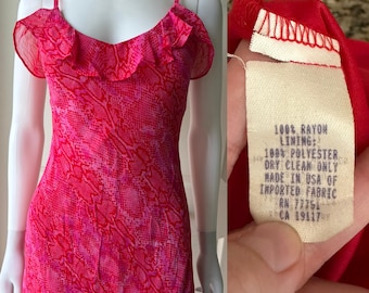 Betsey Johnson Größe S Vintage Rosa Schlangen Print Midi Kleid