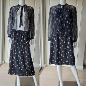 Vintage 70s The Silk Farm 2 Piece Skirt & Top Set
