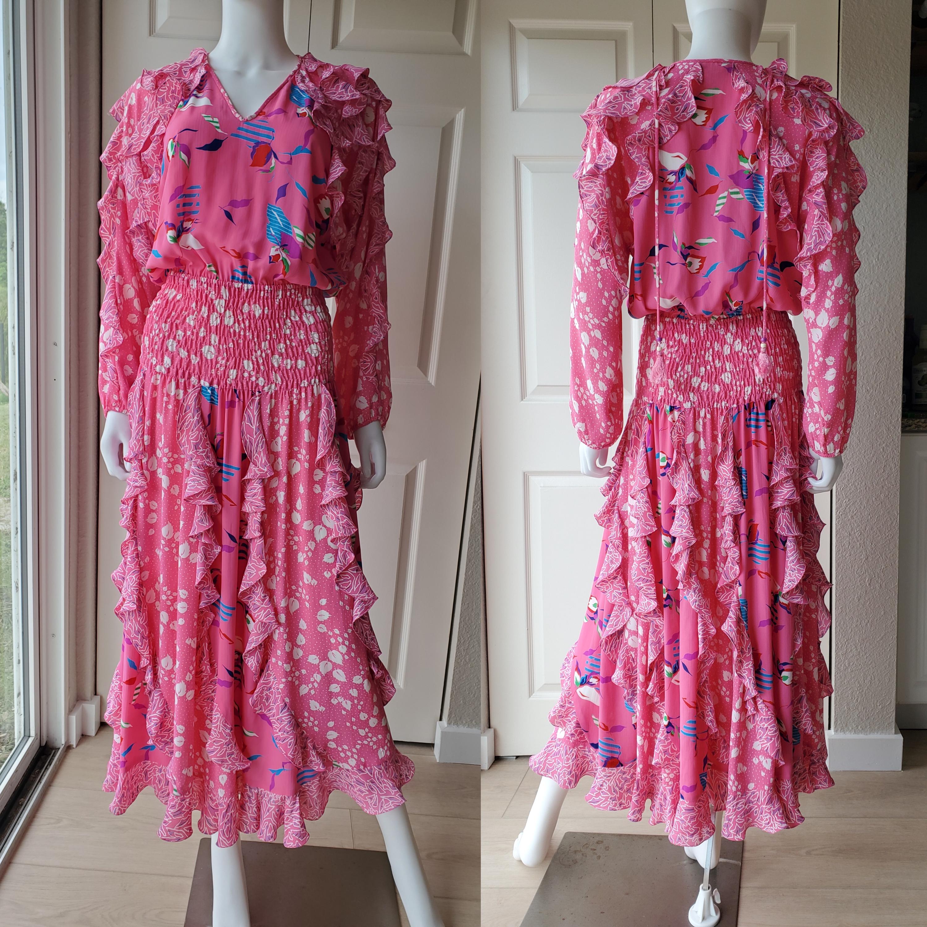 diane freis 蝶々　ワンピース　ヴィンテージ　80s ピンク 678c0c4946ad8e4d25b2655c69c5d2