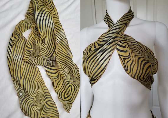 90s 00s Abstract Print Swirl Scarf