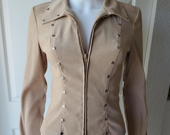 XOXO Größe S Vintage Y2k Beige Jacke mit durchgehendem Reißverschluss