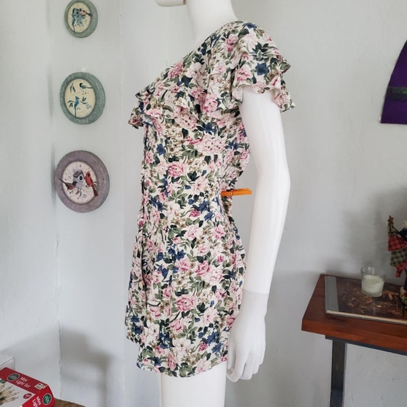 Vintage Floral Mini A Line Dress - image 3