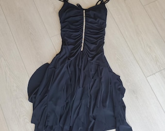 Scott McClintock Y2k Schwarzes Ärmelloses Bling Midikleid