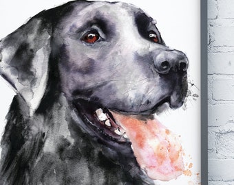 Black Labrador watercolour dog painting Giclée print pet portrait dog lover gift poster wall art home decor home decor gift Leona Beth Art