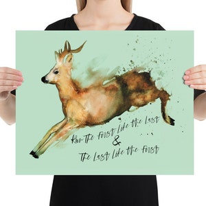 Aquarela cervos pintura arte da parede cartaz gicée impressão arte fina correndo rena veado casa aquecimento presente arte lona vários tamanhos