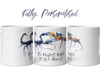 Cancer Scorpio Zodiac Mug Hand Painted Astrology Mug Personalised Horoscope Gift Wedding Anniversary Couples Gift Christmas gift